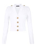 Balmain Button-Trim Cable-Knit Cardigan