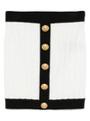 Balmain Button-embellished ribbed-knit mini skirt