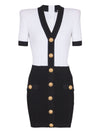 Balmain Two-tone twisted knit bodycon dress