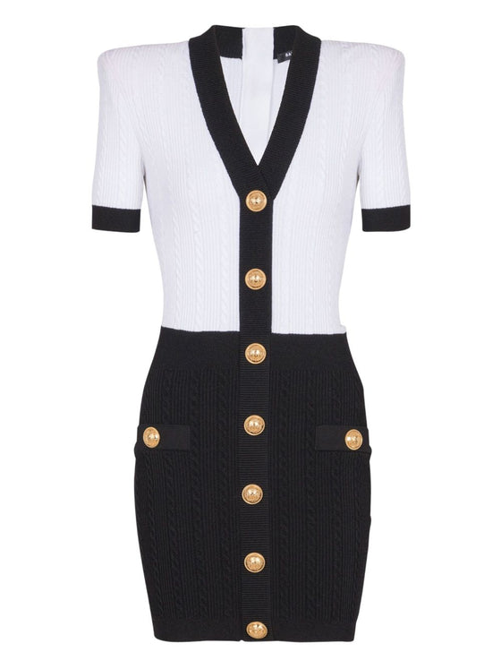 Balmain Two-tone twisted knit bodycon dress