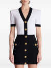Balmain Two-tone twisted knit bodycon dress