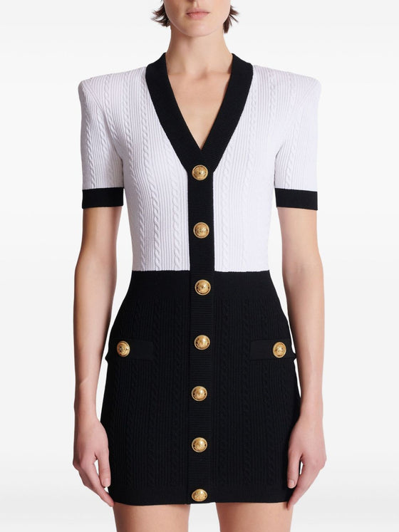 Balmain Two-tone twisted knit bodycon dress