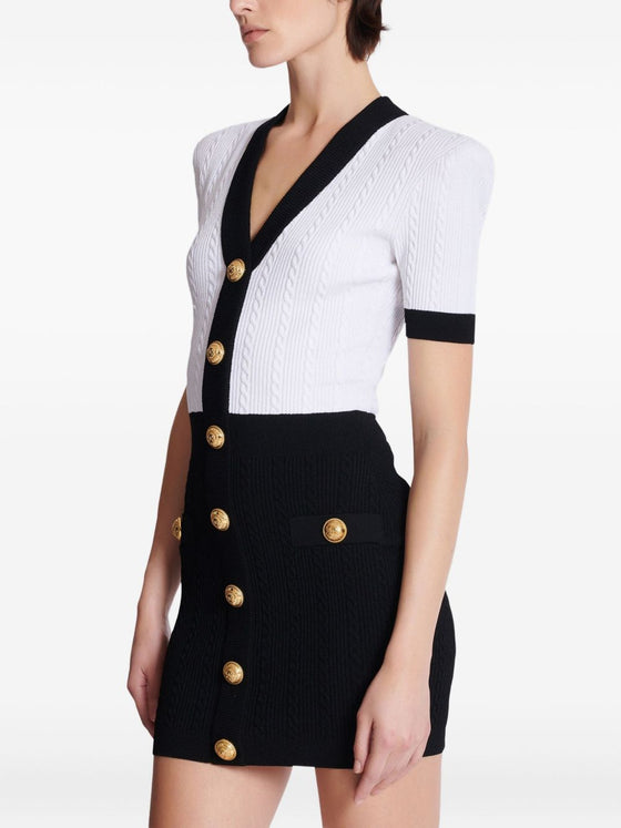 Balmain Two-tone twisted knit bodycon dress