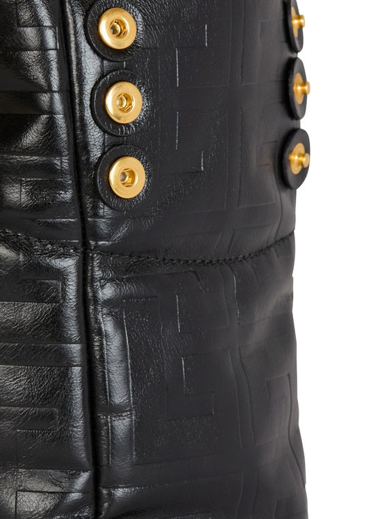 Balmain 1945 Soft PB-monogrammed crinkled small leather tote bag