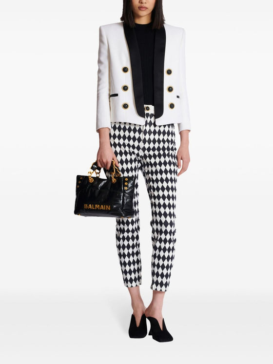 Balmain 1945 Soft PB-monogrammed crinkled small leather tote bag