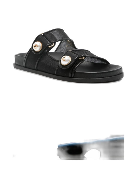 Jimmy Choo Fayence Sandal Low leather sandals with pearls