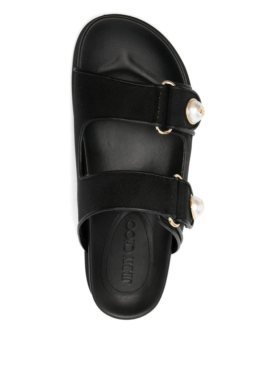 Jimmy Choo Fayence Sandal Low leather sandals with pearls
