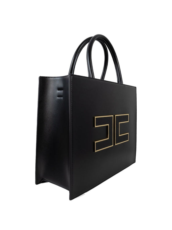 Elisabetta Franchi Logo-plaque leather tote bag