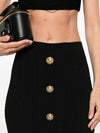 Balmain Cable-knit button-front midi fitted skirt