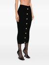Balmain Cable-knit button-front midi fitted skirt