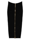 Balmain Cable-knit button-front midi fitted skirt
