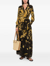 F.R.S . V-neck long sleeves Silk blend printed maxi dress
