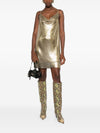 Versace Metallic mesh mini dress with slip