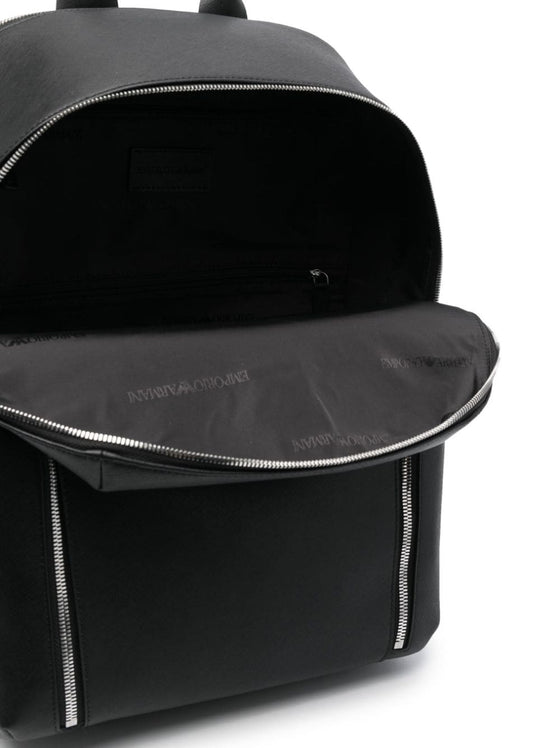 Emporio Armani Backpack in regenerated saffiano leather with ASV eagle plaque