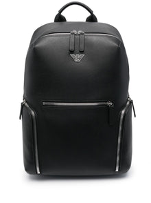  Emporio Armani Backpack in regenerated saffiano leather with ASV eagle plaque