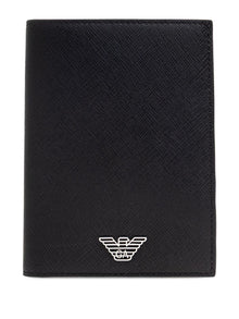  Emporio Armani Passport holder in saffiano leather with ASV eagle plaque