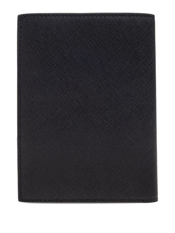 Emporio Armani Passport holder in saffiano leather with ASV eagle plaque