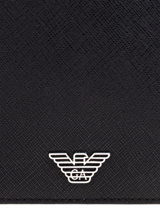 Emporio Armani Passport holder in saffiano leather with ASV eagle plaque