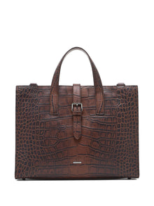  Emporio Armani Crocodile-print leather business bag