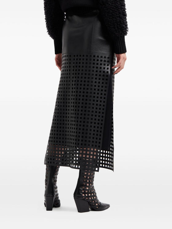 Emporio Armani Capsule Polygon longuette skirt in vegetable nappa leather with laser-cut perforations