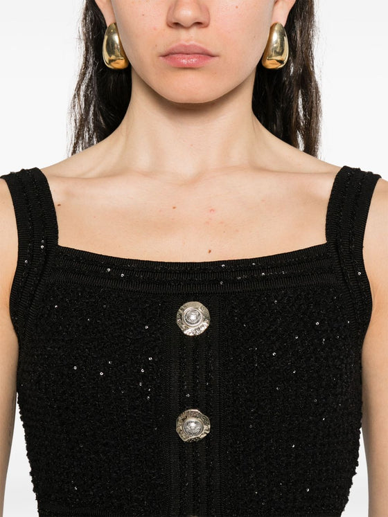 Balmain Black Sleeveless Tops