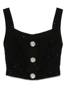  Balmain Black Sleeveless Tops