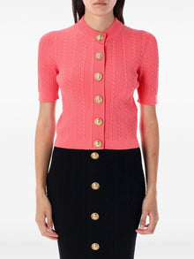  Balmain Cable-knit buttoned cardigan