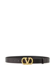  Valentino Garavani crystal embellishment VLogo Signature leather belt