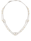 Valentino Garavani Vlogo Signature Metal Necklace With Swarovski Pearls