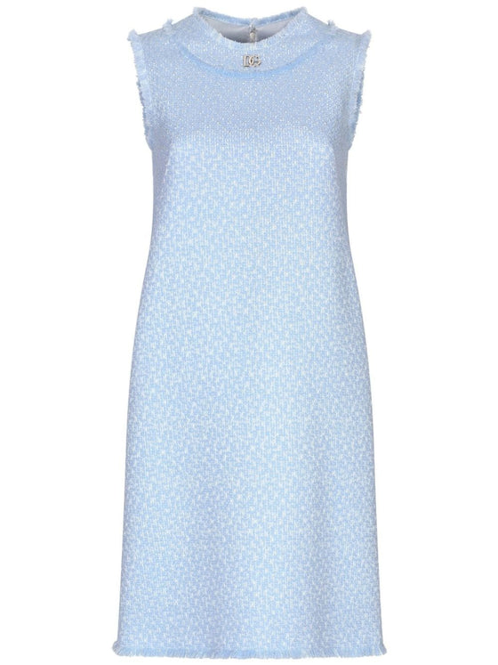 Dolce & Gabbana Sleeveless raschel tweed dress with DG logo