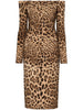 Dolce & Gabbana off-the-shoulder Leopard Print Midi Dress