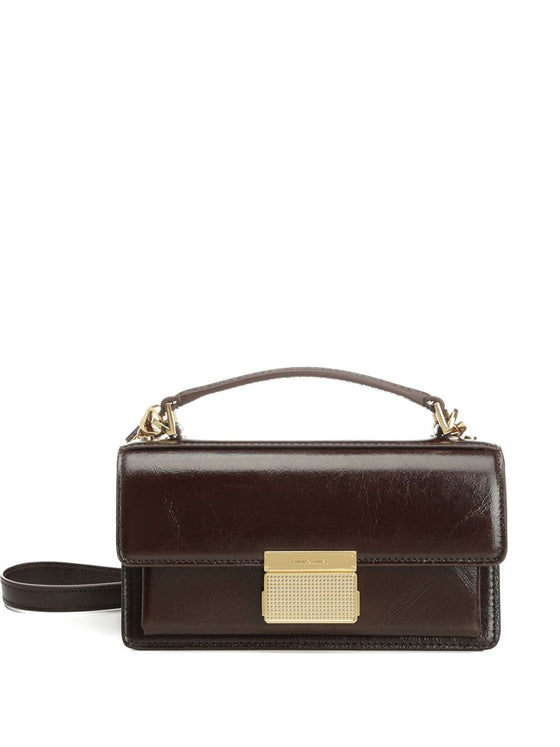 Golden Goose Small Venezia Bag in dark brown leather with gold buckle