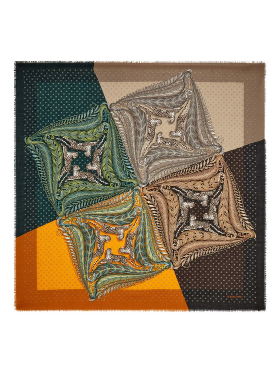 Ferragamo Madras print cashmere stole