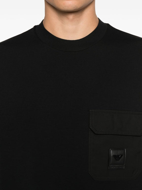 Emporio Armani Double jersey sweatshirt with pocket and ASV logo patch