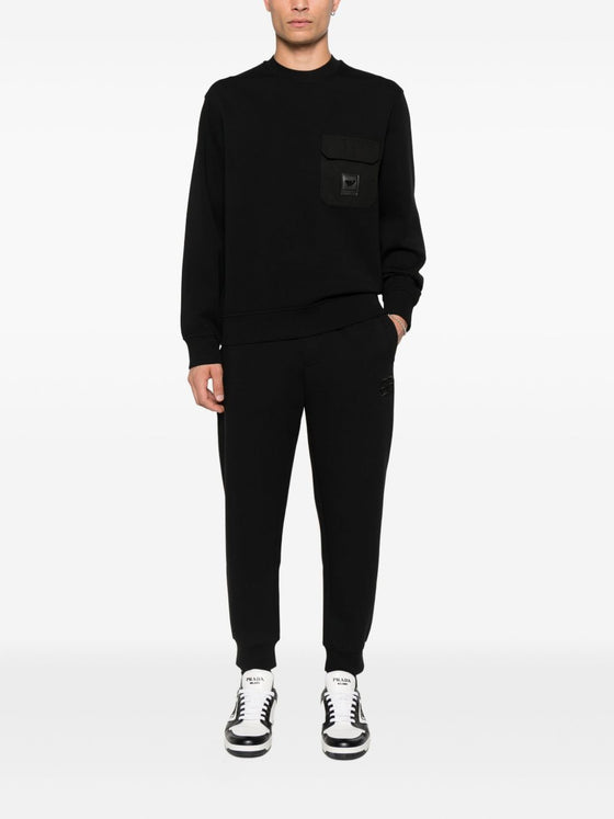 Emporio Armani Double jersey sweatshirt with pocket and ASV logo patch