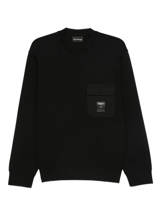 Emporio Armani Double jersey sweatshirt with pocket and ASV logo patch