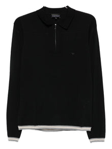  Emporio Armani Zip-up polo neck sweater in shaved virgin wool