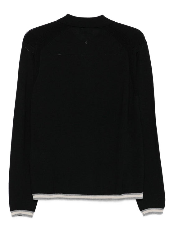 Emporio Armani Zip-up polo neck sweater in shaved virgin wool