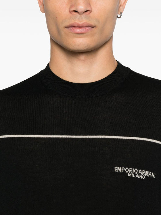 Emporio Armani Virgin wool sweater with jacquard logo