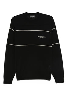  Emporio Armani Virgin wool sweater with jacquard logo
