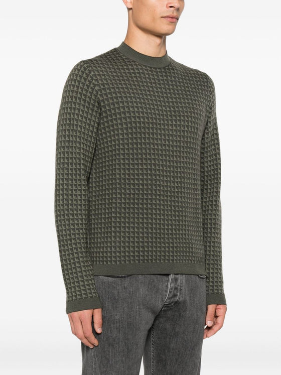 Emporio Armani Geometric-pattern virgin-wool sweater