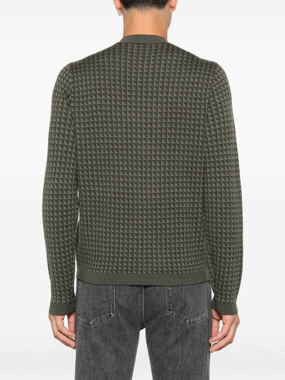 Emporio Armani Geometric-pattern virgin-wool sweater