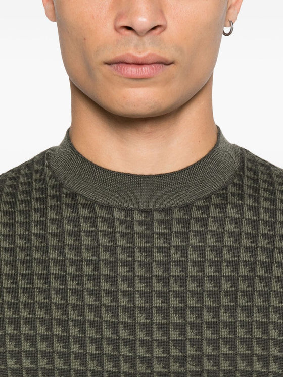 Emporio Armani Geometric-pattern virgin-wool sweater