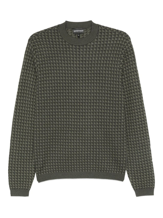 Emporio Armani Geometric-pattern virgin-wool sweater