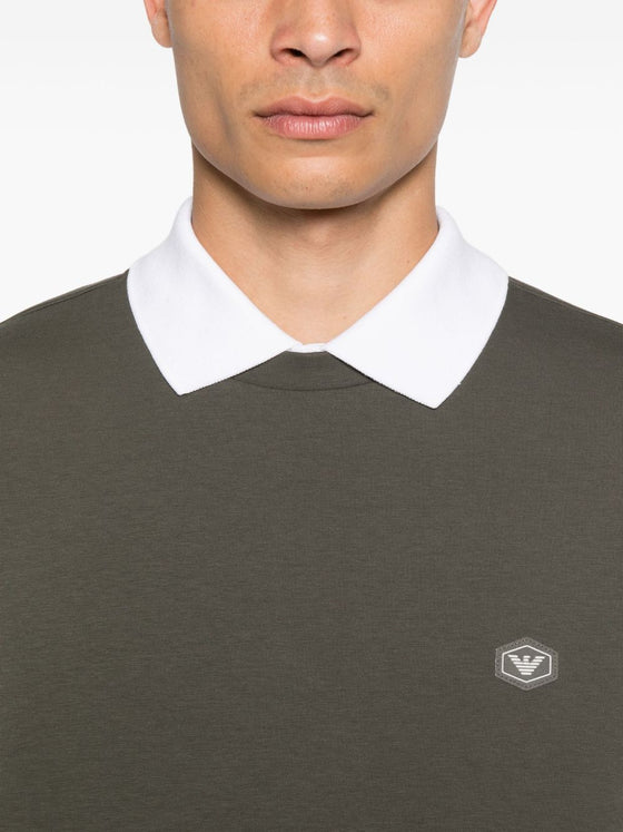 Emporio Armani Double-jersey sweatshirt with micro logo patch