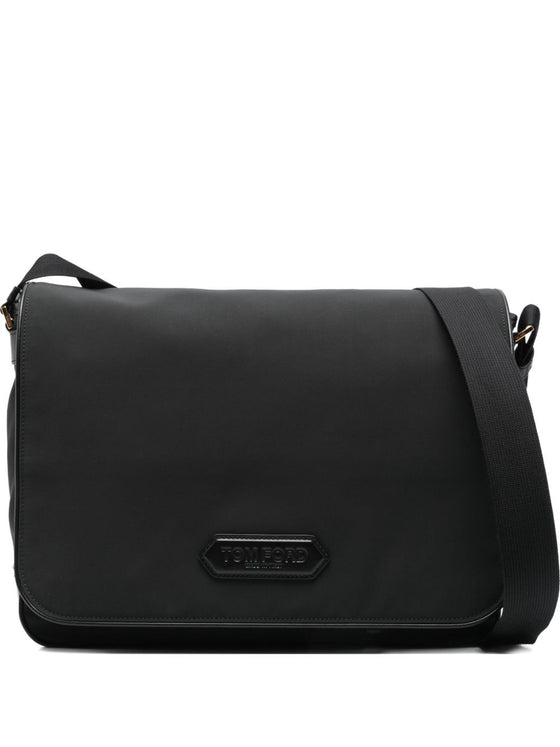 Tom Ford leather-trimmed nylon messenger bag