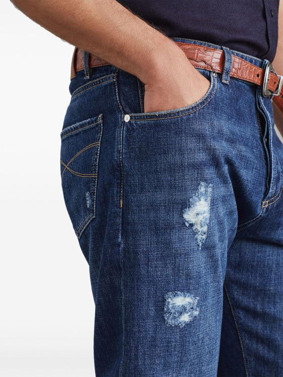 Brunello Cucinelli Distressed-finish straight-leg jeans