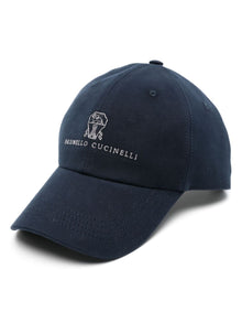 Brunello Cucinelli Suede baseball cap with embroidered logo