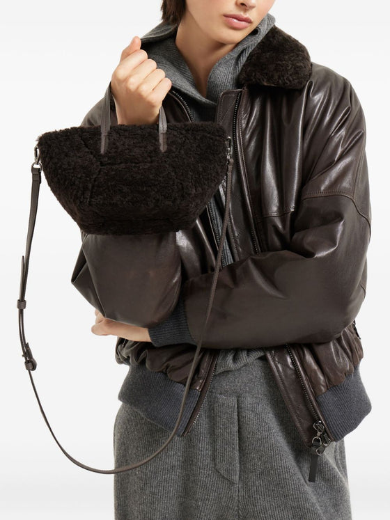 Brunello Cucinelli BC Duo mini bag in curly shearling with monili