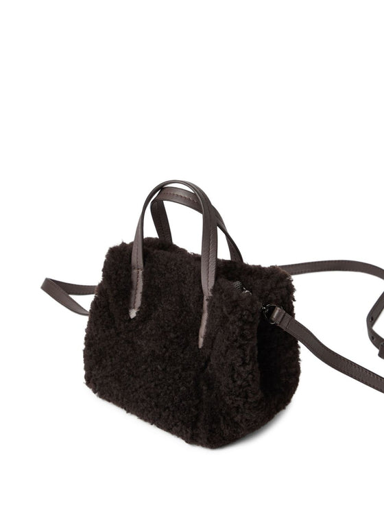 Brunello Cucinelli BC Duo mini bag in curly shearling with monili